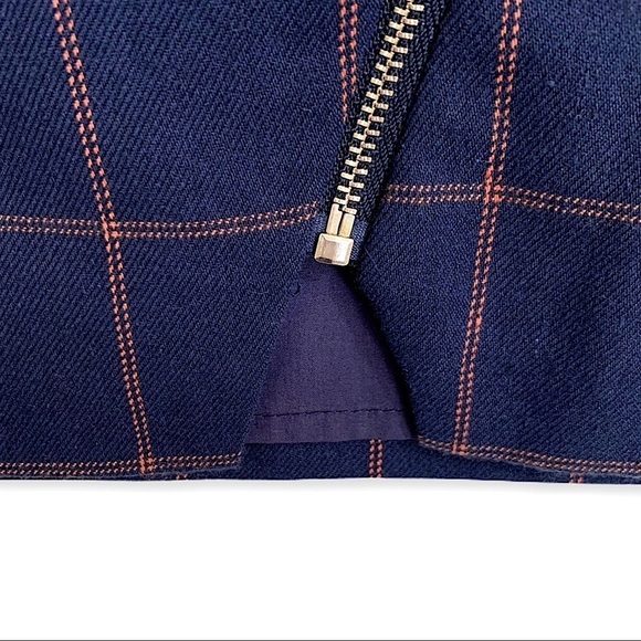 Nwt Gianni Bini Navy Windowpane Check Skirt Sz L - Picture 7 of 9